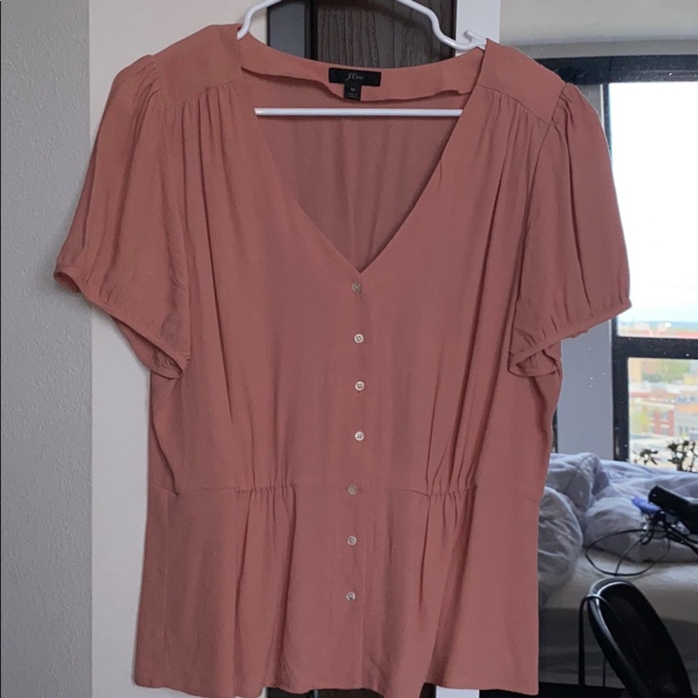 J. Crew V-Neck Peplum Button Blouse - Picture 3 of 6